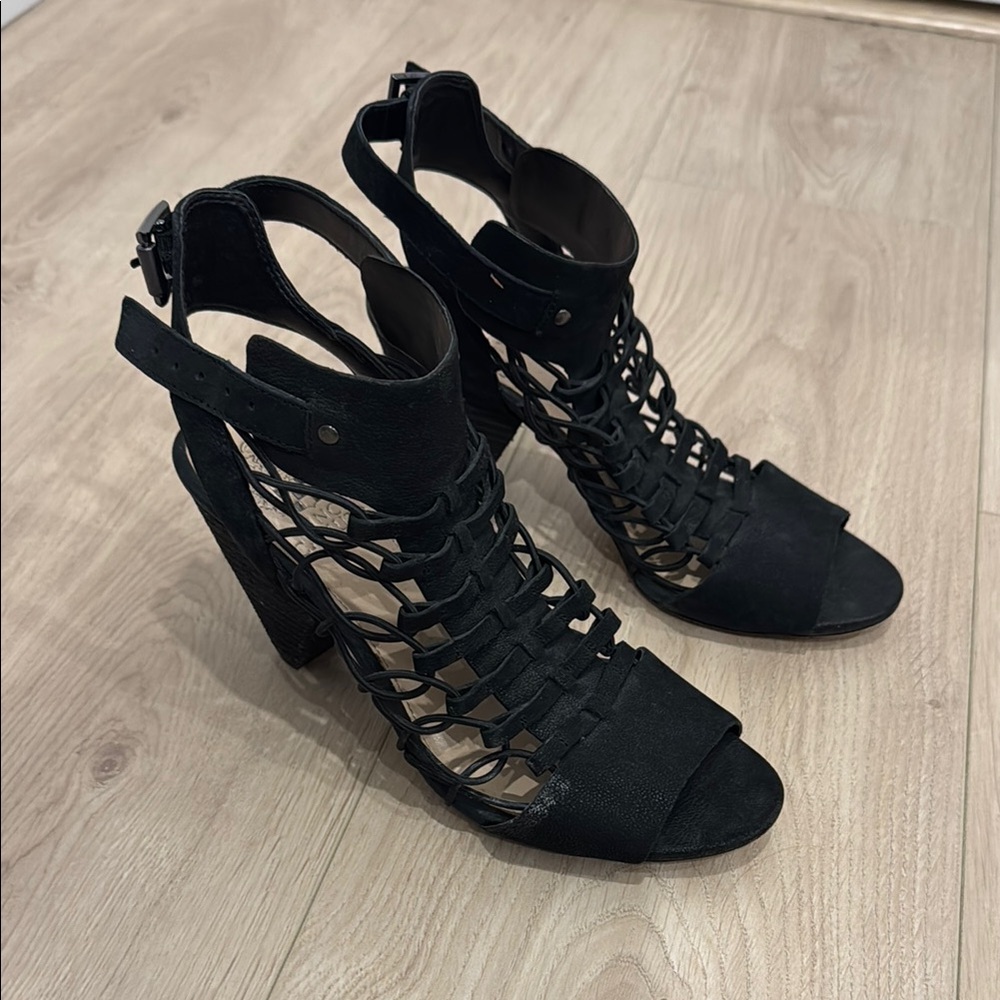 Vince Camuto Black High-Heeled Gladiator Shoes